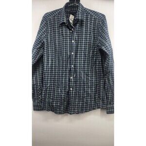 Jack Maverick Mens M Navy Plaid Lightweight Brushed Twill Shirt NWT 100% Cotton